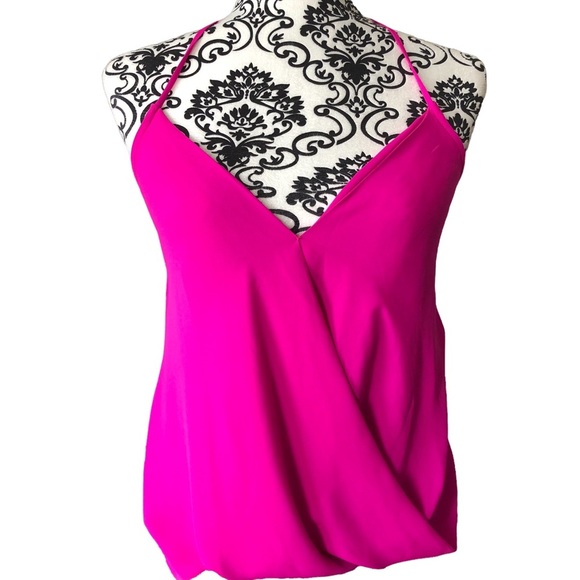 OLIVACEOUS Hot Pink Halter V-neck Blouse - Picture 2 of 13